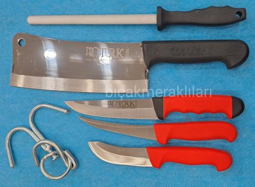Altılı Kasap Seti Masat, Satır, Kesim, Sıyırma, Yüzme, Çengel