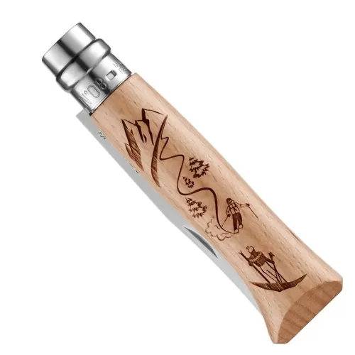 Opinel Inox No 08 Alpine Macera Kayağı Desenli Paslanmaz Çelik Çakı